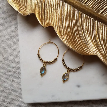 Creolen "Inner Truth" mit Labradorit & Hämatit-Perlen