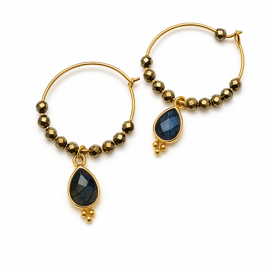 Creolen "Inner Truth" mit Labradorit & Hämatit-Perlen